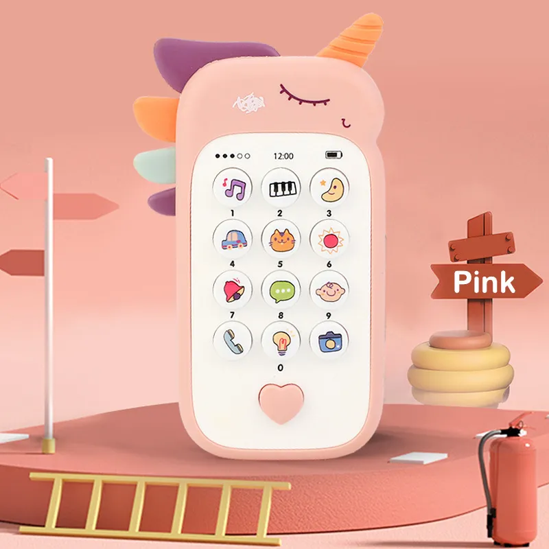 Juguete para teléfono móvil para bebé, juguete educativo interactivo para teléfono móvil, juguete para teléfono inteligente de educación temprana con una variedad de sonidos musicales Rosado big image 1