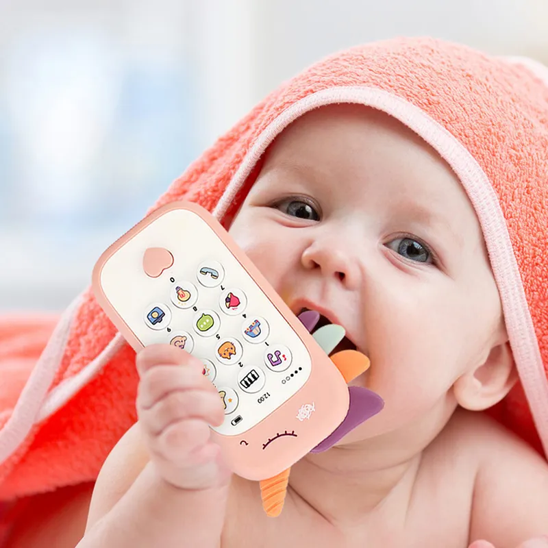 Baby Mobile Phone Toy Learning Interactive Educational Cell Phone Toy Early Education Smartphone Toy with a Variety of Music Sounds Pink image 2