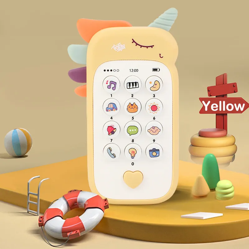 Baby Mobile Phone Toy Learning Interactive Educational Cell Phone Toy Early Education Smartphone Toy with a Variety of Music Sounds Yellow
