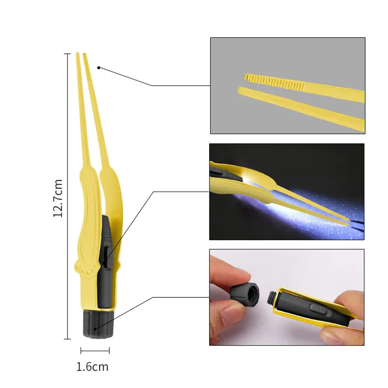 Conjunto de ferramentas de remoção de cera de ouvido de 2 peças com luz led e kit de remoção de cera de ouvido com lupa de 5x Amarelo big image 1