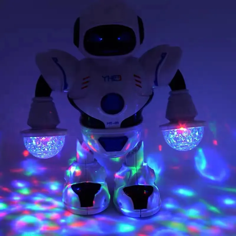 tanzender roboter, raumlaufender roboter, spielzeug mit blinkenden led-leuchten und musik weiß big image 1