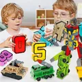 Creative Number Assembling Building Blocks Action Figure Robots Transformation Transportation Car Deform Number Math Toys  image 1
