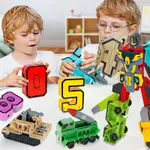 número criativo montagem blocos de construção figura de ação robôs transformação transporte carro deformar número brinquedos matemáticos  image 2