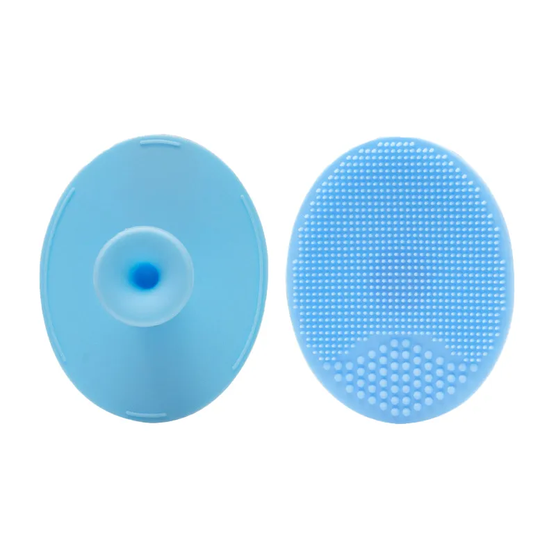Baby Bath Silicone Brush Massage Brush Scrubbers Exfoliator Brush Suction Cup Design Light Blue