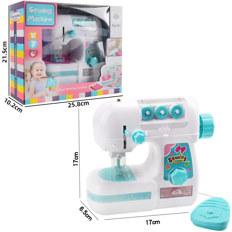 Sewing Machine Toy Girls Electric Sewing Machine Educational Toy Turquoise big image 1