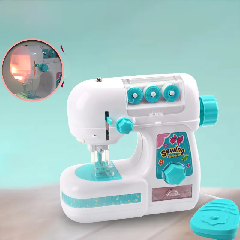 Sewing Machine Toy Girls Electric Sewing Machine Educational Toy Turquoise big image 1