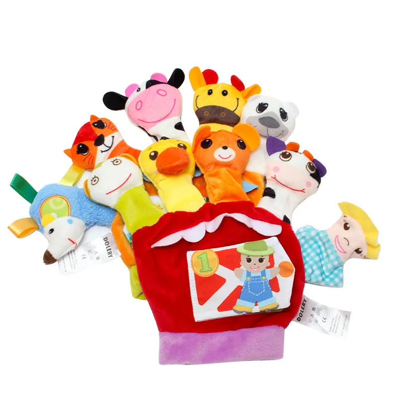 Livro de pano de fantoche de dedo de desenho de bebê com papel de som educação infantil brinquedos interativos pai-filho Vermelho image 3