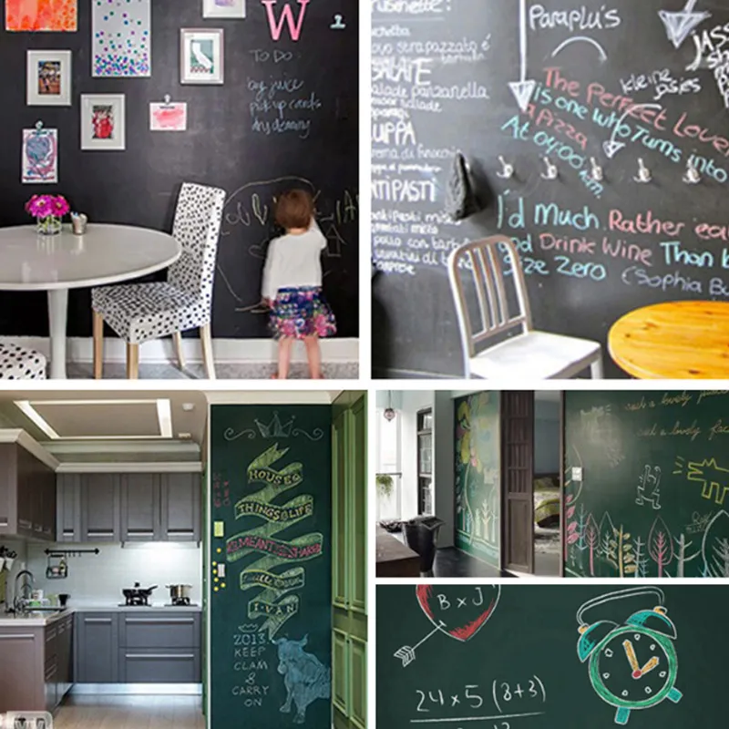 Blackboard Wallpaper Self-Adhesive Removable Chalkboard Wall Sticker Erasable Graffiti Decorative Wallboard big image 4
