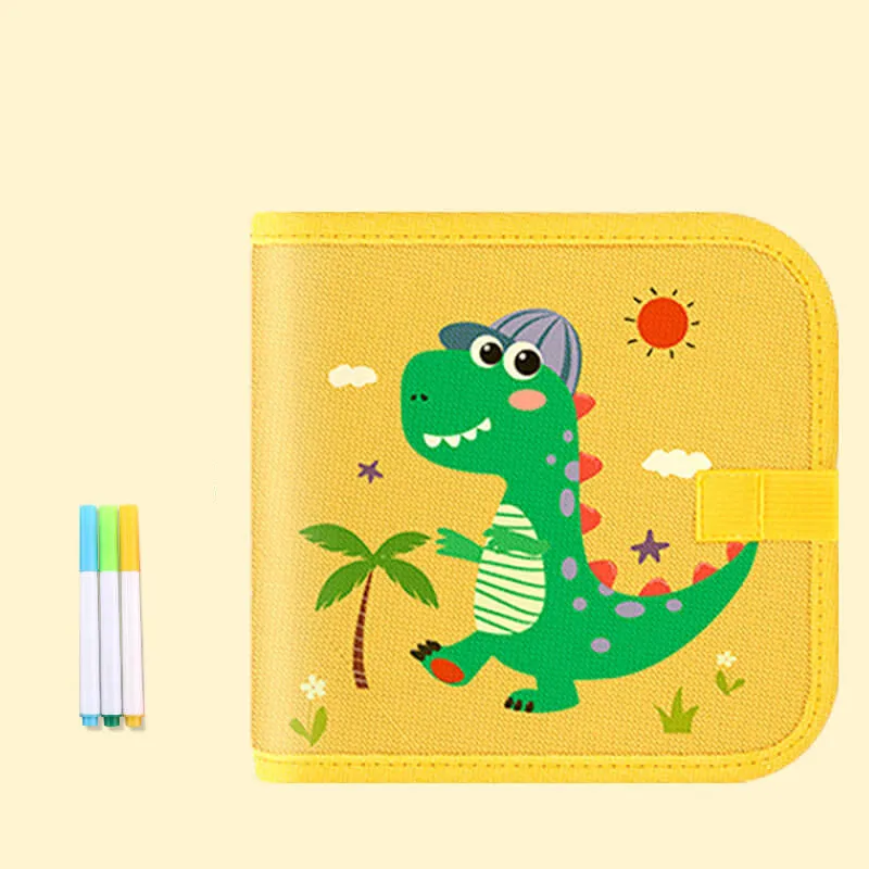 

Kids Erasable Doodle Book Set Dinosaur Pattern Reusable Drawing Pads with 3 Watercolor Pens Art Toy