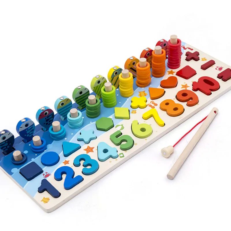 Blocchi numerici Montessori in legno con tabellone contatore - Giocattolo educativo per l'apprendimento in età prescolare, perfetto come regalo di compleanno o di Natale Multicolore big image 1