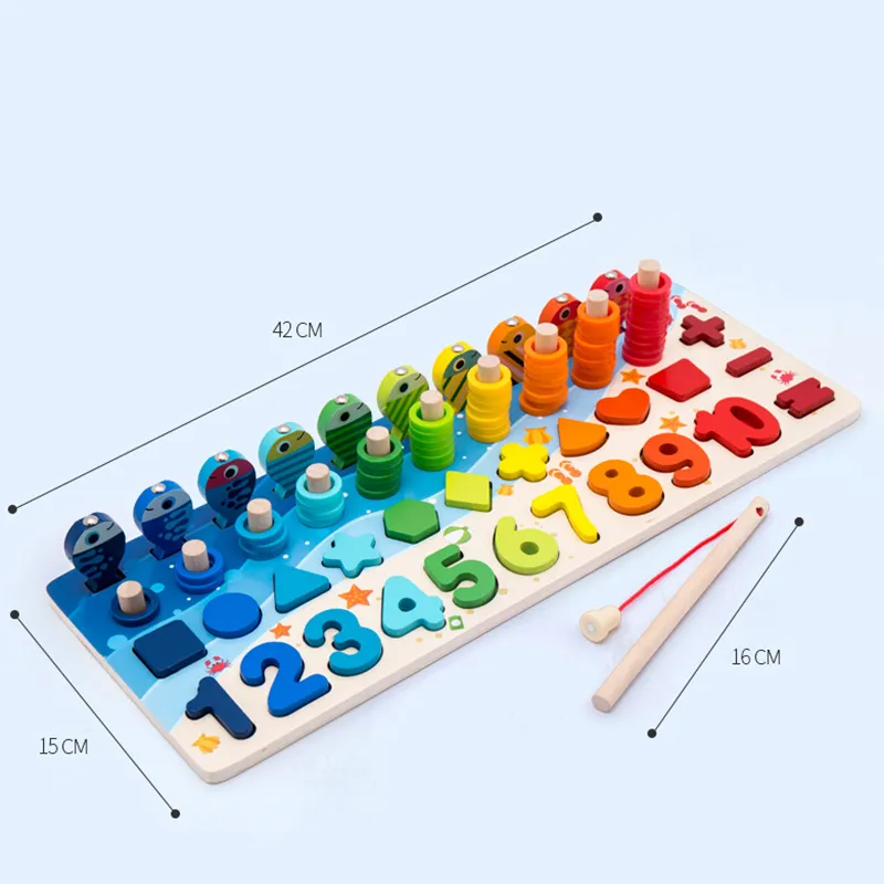 Wooden Montessori Number Blocks with Counting Board - Preschool Learning Education Toy, Perfect as Birthday or Christmas Gift Multi-color big image 1