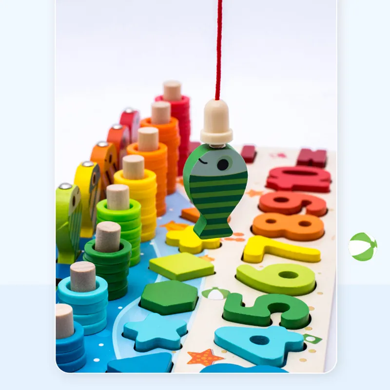 木製蒙台梭利數位塊帶計數板 - 學前教育玩具，非常適合作為生日或聖誕禮物 彩色 big image 1
