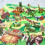 49Pcs Dinosaur Toys Kids Activity Play Mat Realistic Dinosaur Jurassic Dinosaur Play Set  image 6