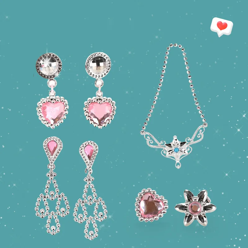 Princess Dress Up Shoes Jewelry Toys Set Girls Role Play Pretend Toys Kit Gift (Accessories shape and color are random) Pink image 5