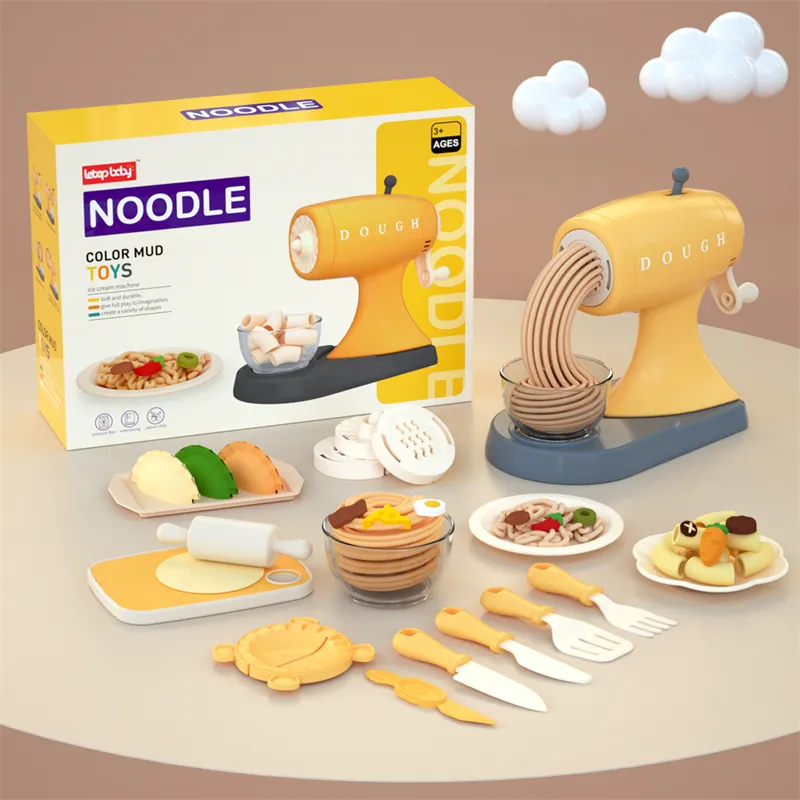 Dough Kit Kids Color Mud Toys Noodle Maker Kitchen Pretend Play Food Toys Set Yellow big image 1