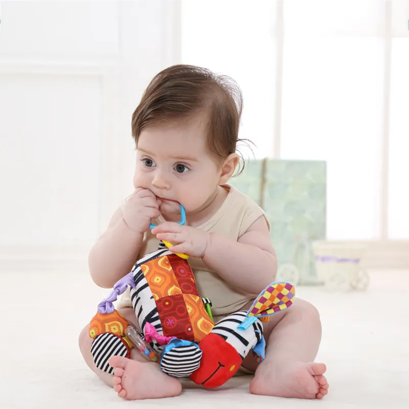 Baby Plush Animal Rattle Doll Car Seat Stroller Crib Soothing Toys with Teether and Sound Paper  image 3