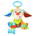 Baby Plush Animal Rattle Doll Car Seat Stroller Crib Soothing Toys with Teether and Sound Paper Beige