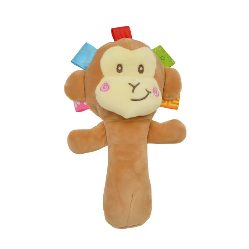 Brinquedos de chocalho de pelúcia de bebê conforto macio bicho de pelúcia chocalho de mão de desenvolvimento brinquedo de aperto de mão Cor-C