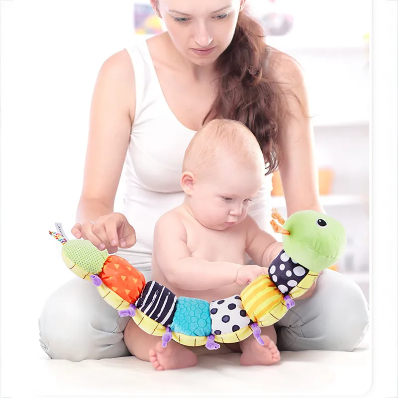 Musical Caterpillar Toy Multicolor Crinkle Rattle Soft Stuffed Cuddly Sensory Toy with Ruler Design  image 2
