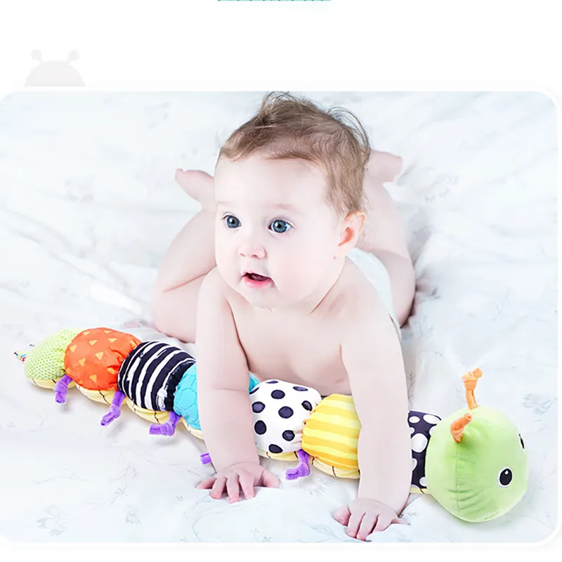 Musical Caterpillar Toy Multicolor Crinkle Rattle Soft Stuffed Cuddly Sensory Toy with Ruler Design  image 3