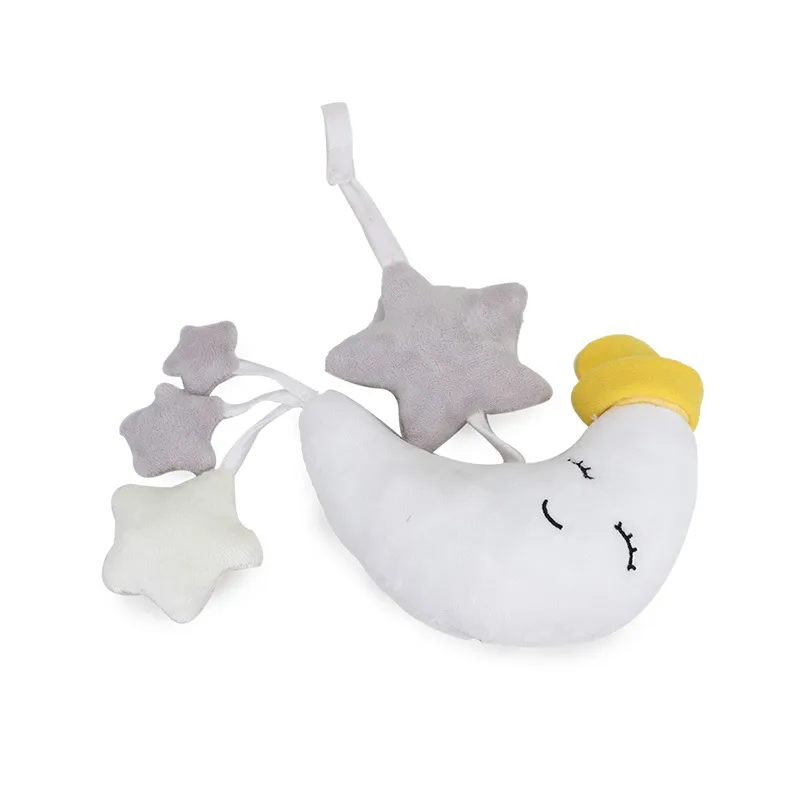 Baby Hanging Rattle Toys Clouds Moon Stars Plush Doll Stroller Crib Hanging Pendant Toy Yellow