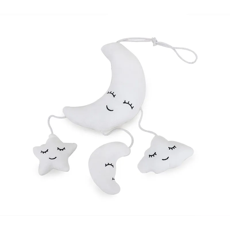 Baby Hanging Rattle Toys Clouds Moon Stars Plush Doll Stroller Crib Hanging Pendant Toy White image 6