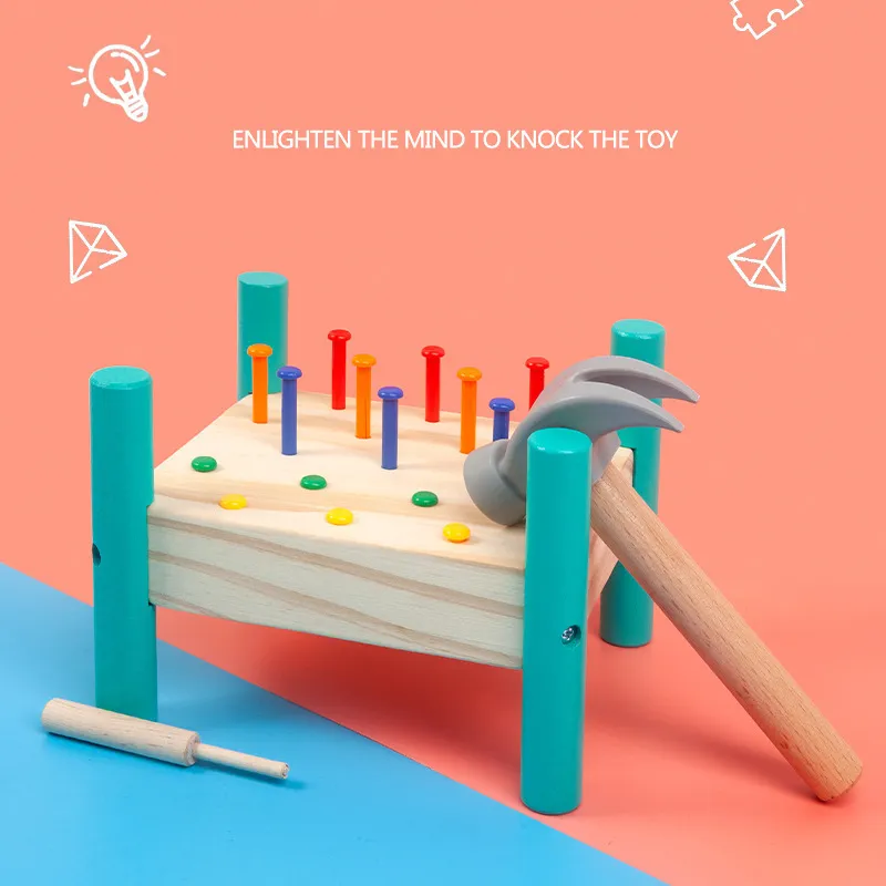 Nail Nail Toys Five-color Knocking Nail Table Montessori Children's Hand-eye Coordination Manual Brain Puzzle Knocking Table  image 2