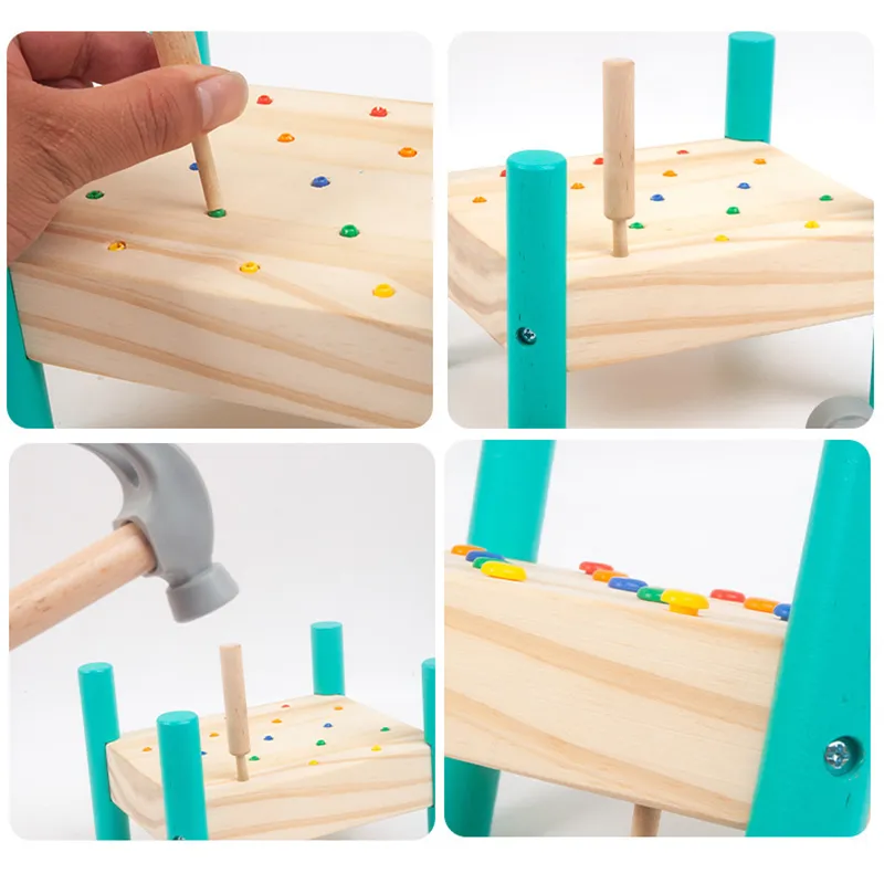 Nail Nail Toys Five-color Knocking Nail Table Montessori Children's Hand-eye Coordination Manual Brain Puzzle Knocking Table big image 4
