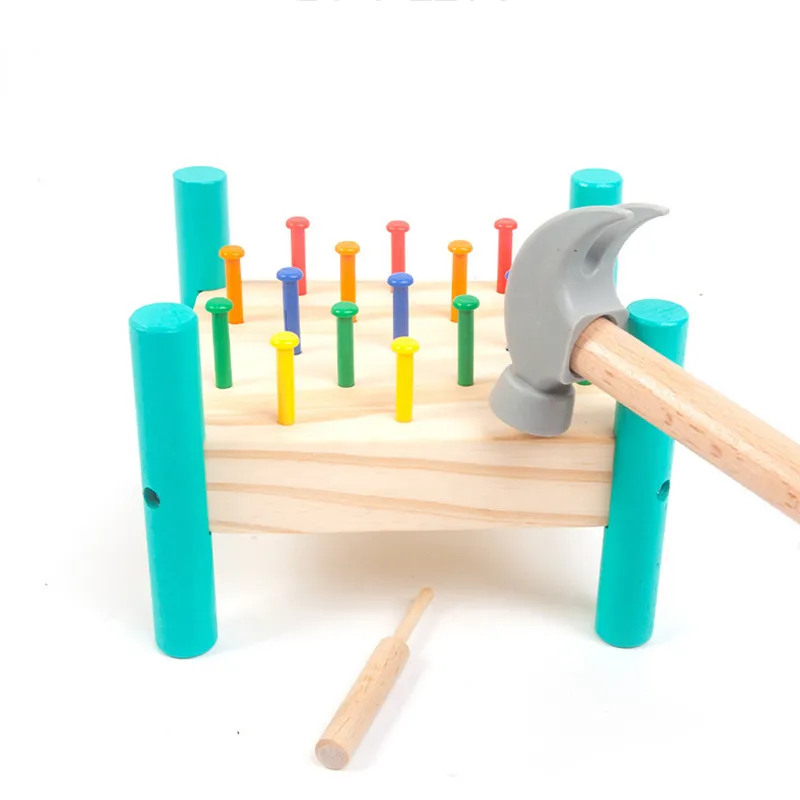 Nail Nail Toys Five-color Knocking Nail Table Montessori Children's Hand-eye Coordination Manual Brain Puzzle Knocking Table big image 6