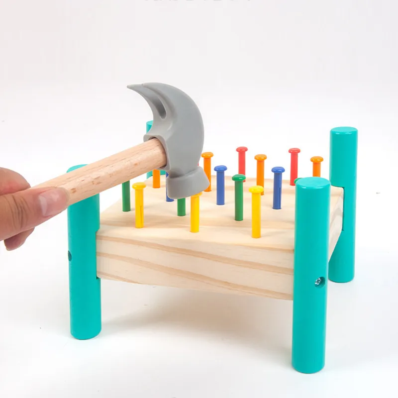 Nail Nail Toys Five-color Knocking Nail Table Montessori Children's Hand-eye Coordination Manual Brain Puzzle Knocking Table big image 7