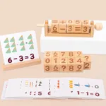 Wooden Reading Blocks Spelling Games Montessori Spinning Alphabet Math Calculation Learning Toy for Preschool Boys Girls Color-B