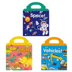 Pacote de 3 adesivos reutilizáveis para crianças livros diy cena quebra-cabeça adesivos de papelaria adesivos de educação infantil livros presente para crianças Cor-B