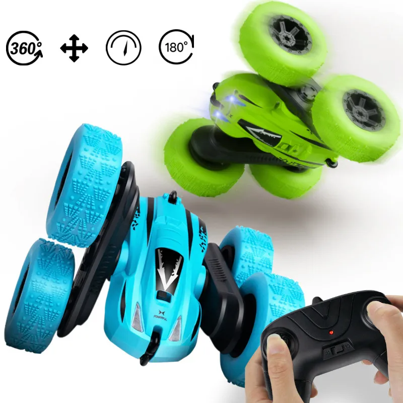 Remote Control Car 4WD 2.4Ghz Double Sided 360° Rotating 180° Tumbling with Headlights Kids Stunt Car Toy Color-A big image 1
