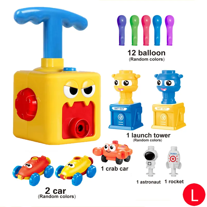 Balloon Launcher and Powered Car Toy Set Kids Aerodynamic Cars Racers Toys Preschool Science Intelligence Educational Toys Yellow big image 1