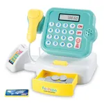 Pretend Play Cash Register Toy with Coins & Bank Cards & Bar Code Scanner Develops Early Math Skills Color-C