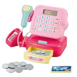 Pretend Play Cash Register Toy with Coins & Bank Cards & Bar Code Scanner Develops Early Math Skills Color-D