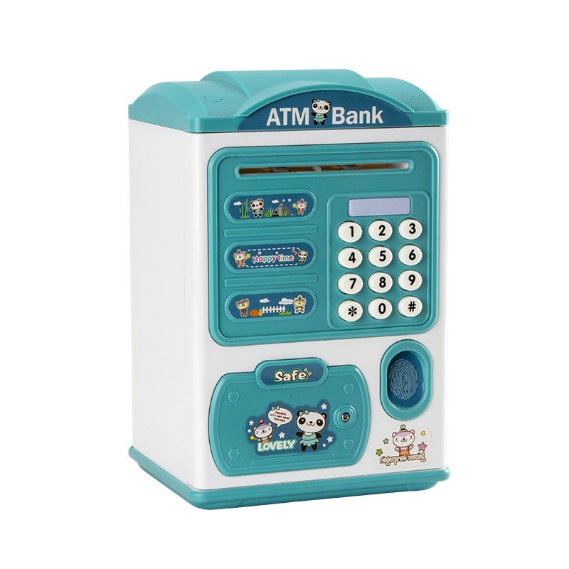 Kids Piggy Bank Electronic Mini ATM Savings Machine with Password & Fingerprint Unlocking Simulation