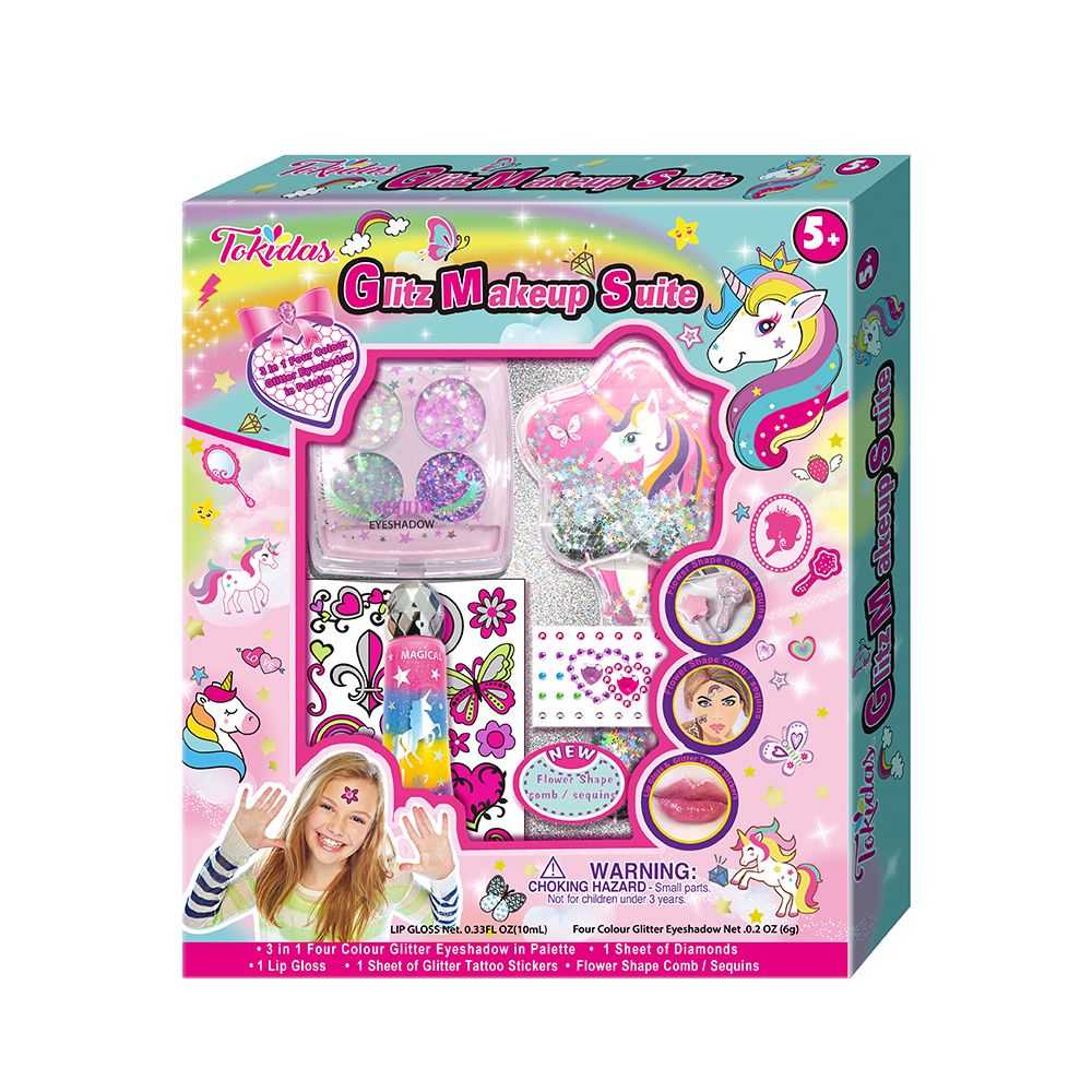 Kids Makeup Kit for Little Girls Pretend Toys Eyeshadow Sticker Comb Cosmetic Gift Toys