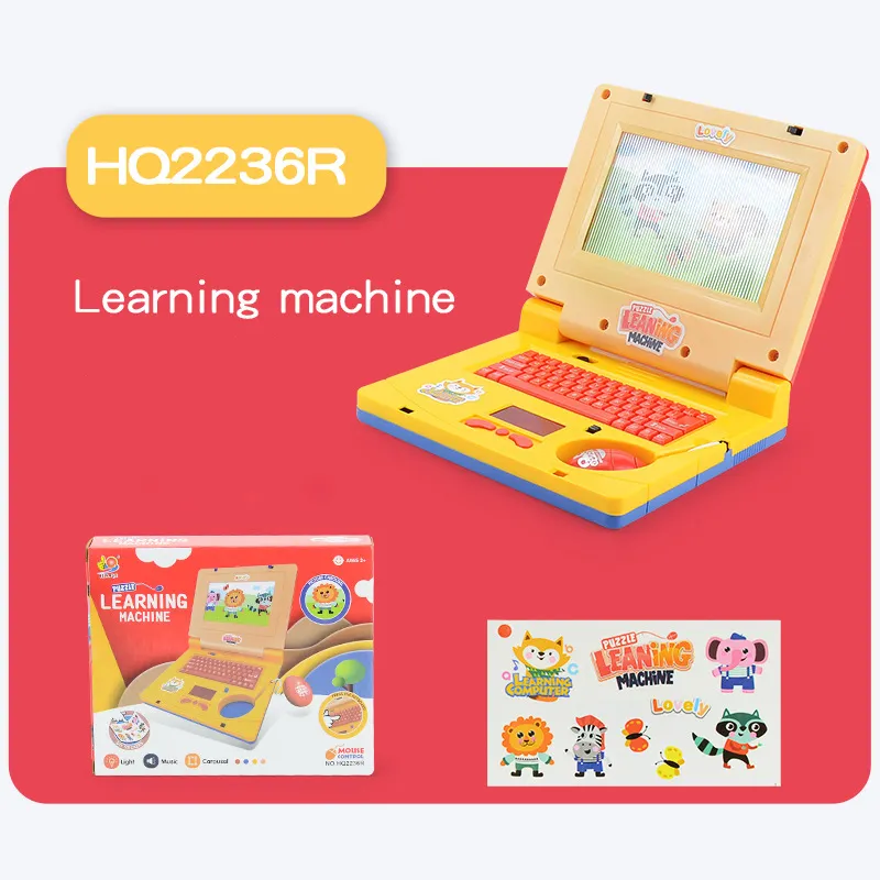 computer portatile educativo per bambini luci e musica macchina per l'apprendimento dei cartoni animati con giocattoli per l'educazione precoce del mouse Colore-A big image 1
