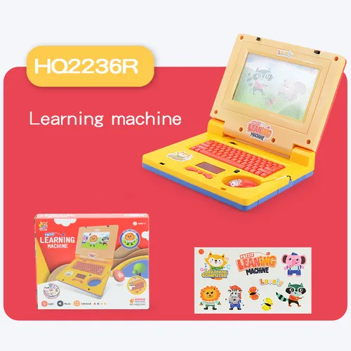 computadora portátil educativa para niños, luces y música, máquina de aprendizaje de dibujos animados con mouse, juguetes de educación temprana