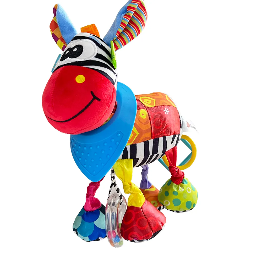 Baby Plush Animal Rattle Doll Car Seat Stroller Crib Soothing Toys with Teether and Sound Paper  big image 1
