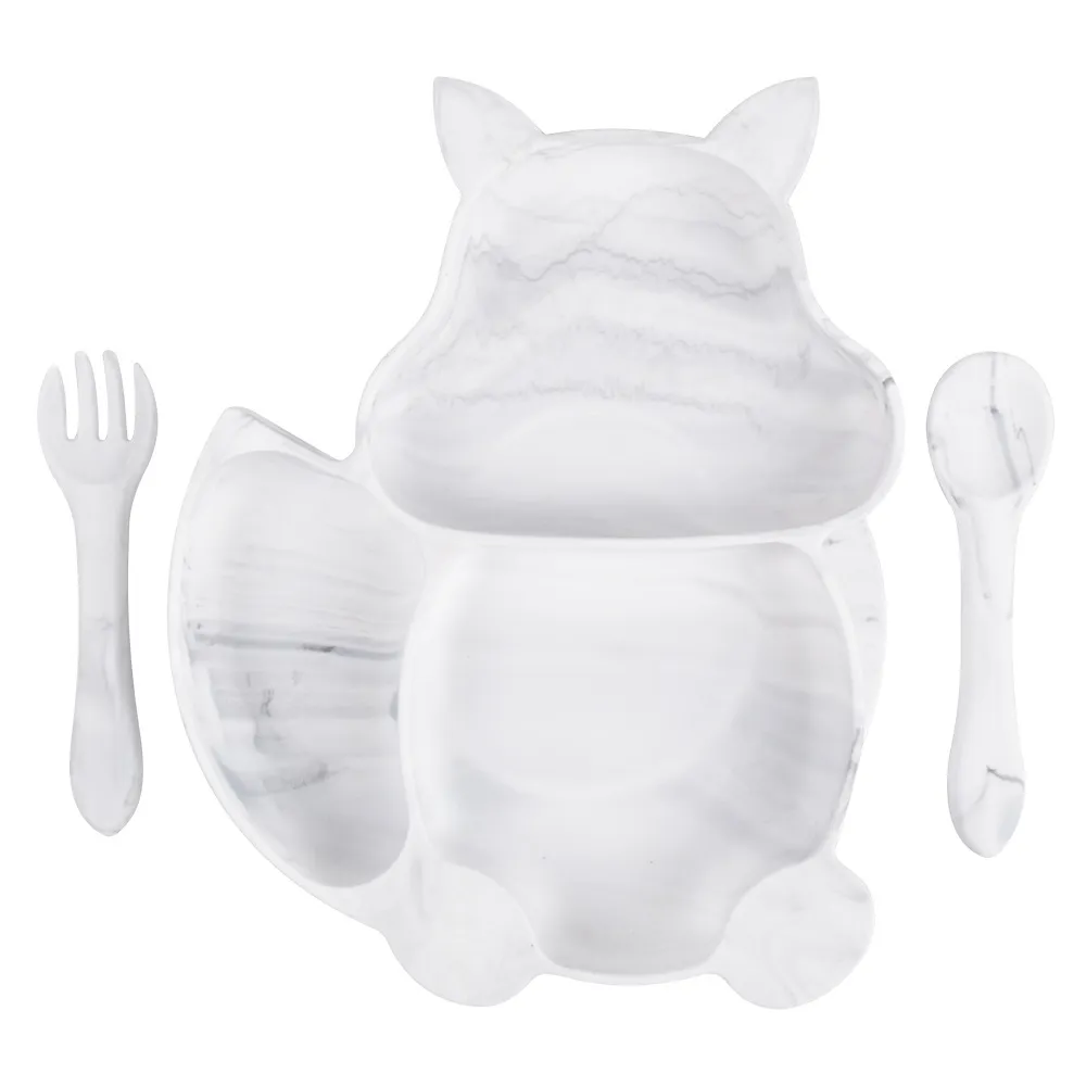 8Pcs Silicone Baby Feeding Tableware Set Includes Suction Bowl & Divided Plates & Adjustable Bib & Straw Sippy Cup with Lid & Forks & Spoons big image 3