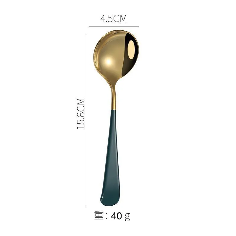 Flatware Stainless Steel Cutlery Fork Cute Western Food Green