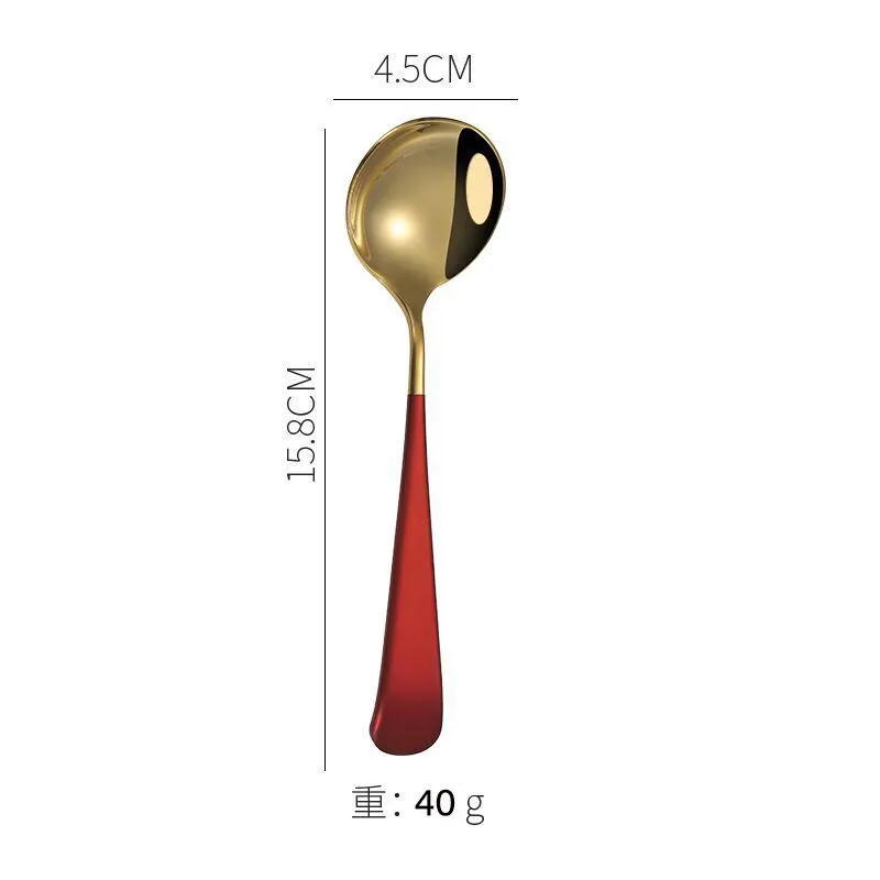 Flatware Stainless Steel Cutlery Fork Cute Western Food Red