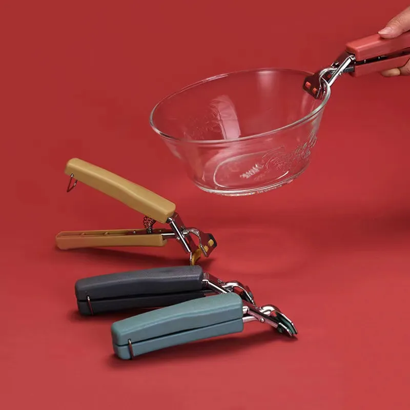 Stainless Steel Bowl Dish Clamp Pot Pan Gripper Clip Hot Dish Plate Bowl Clip Retriever Tongs Silicone Handle Kitchen Tool Color-A image 5