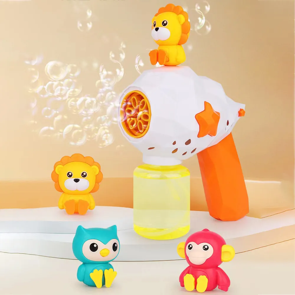 Cute Animal Electric Six-hole Automatic Bubble Machine for Toddler/Kid Color-A image 2