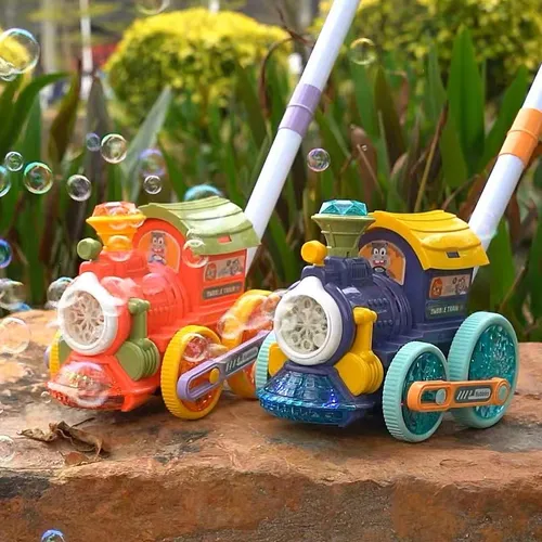 Hand Push Train 8 Holes Automatic Bubble Machine Bubble Cart Toy