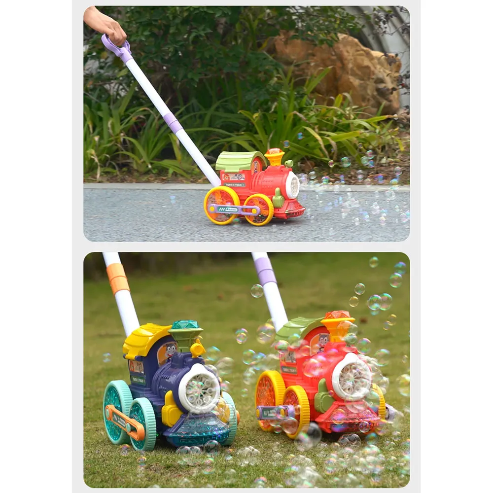 Mão Push Train 8 Buracos Máquina de Bolha Automática Carrinho de Bolha Brinquedo Cor-A image 5
