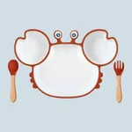 Children's Cartoon Crab Dinner Plate Complementary Food Suction Cup Type Anti-fall Tableware Set All-in-one Full Dinner Plate Color-B