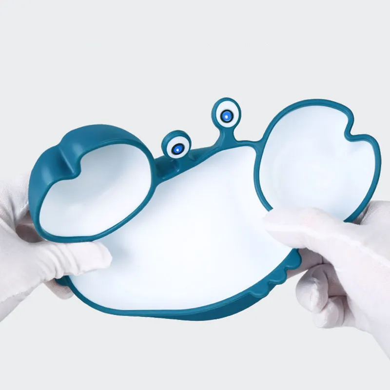 Children's Cartoon Crab Dinner Plate Complementary Food Suction Cup Type Anti-fall Tableware Set All-in-one Full Dinner Plate Color-A image 5